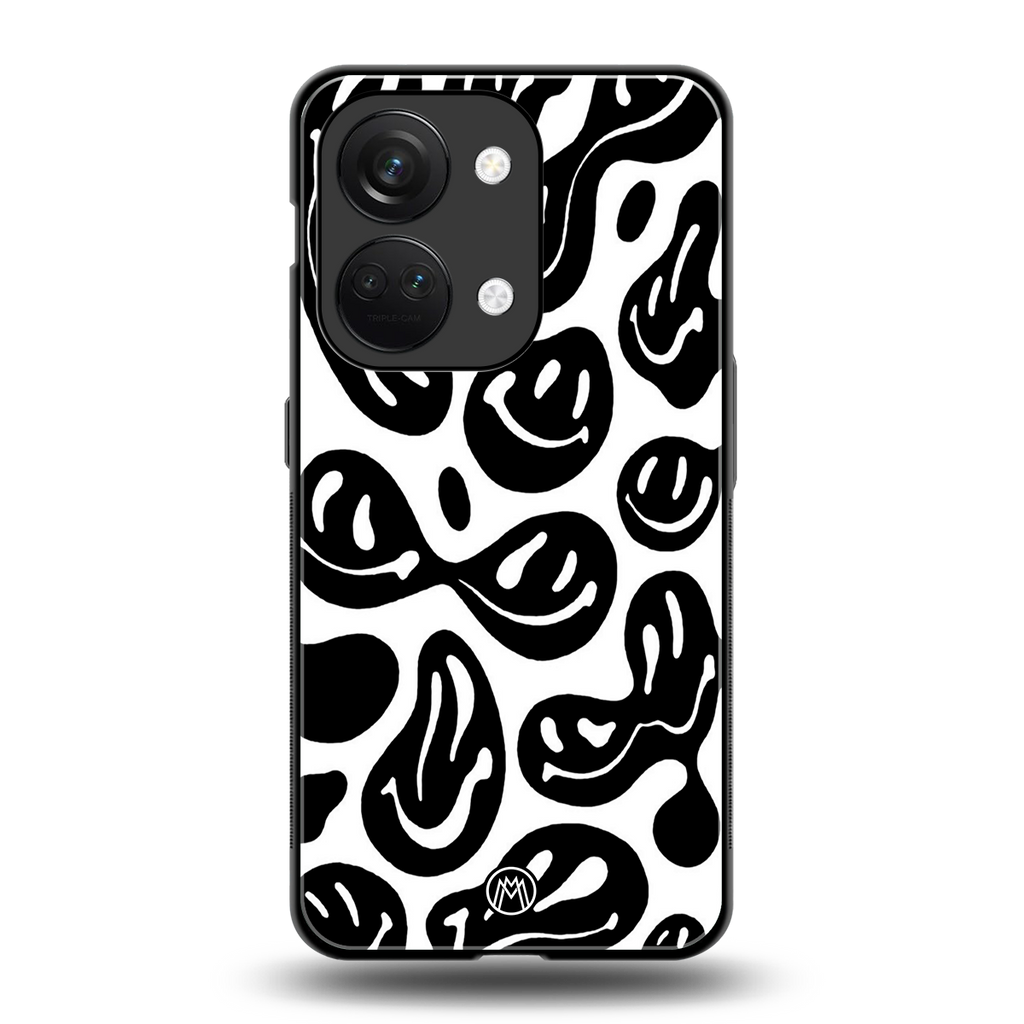 acid smiles bw back phone cover | glass case for oneplus nord 3