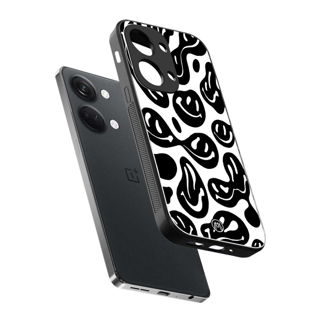 acid smiles bw back phone cover | glass case for oneplus nord 3