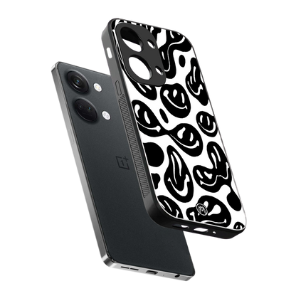 acid smiles bw back phone cover | glass case for oneplus nord 3