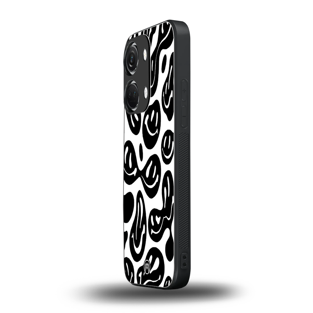 acid smiles bw back phone cover | glass case for oneplus nord 3