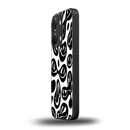 acid smiles bw back phone cover | glass case for oneplus nord 3