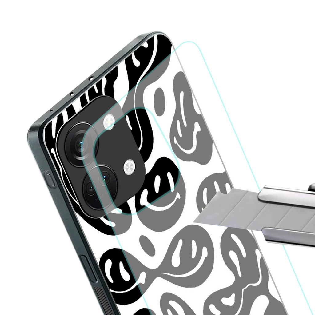 acid smiles bw back phone cover | glass case for oneplus nord 3