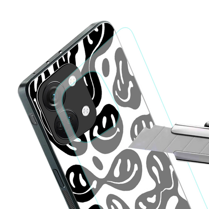 acid smiles bw back phone cover | glass case for oneplus nord 3