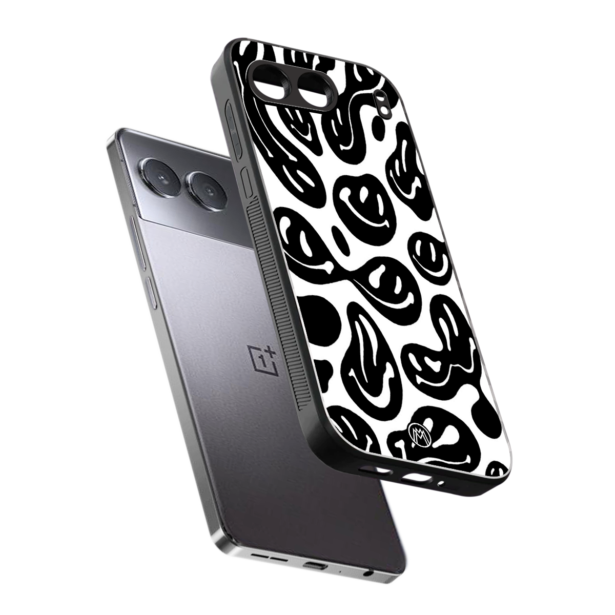 acid smiles bw back phone cover | glass case for oneplus nord 4