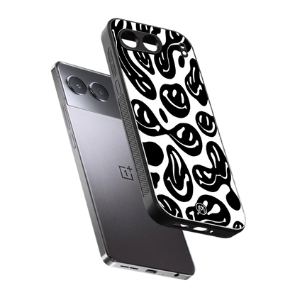 acid smiles bw back phone cover | glass case for oneplus nord 4