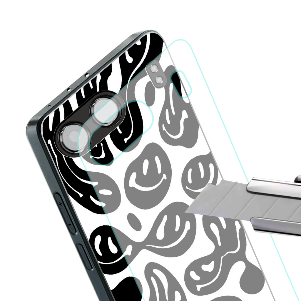 acid smiles bw back phone cover | glass case for oneplus nord 4