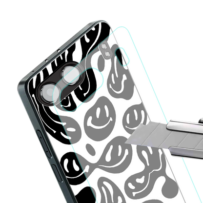 acid smiles bw back phone cover | glass case for oneplus nord 4