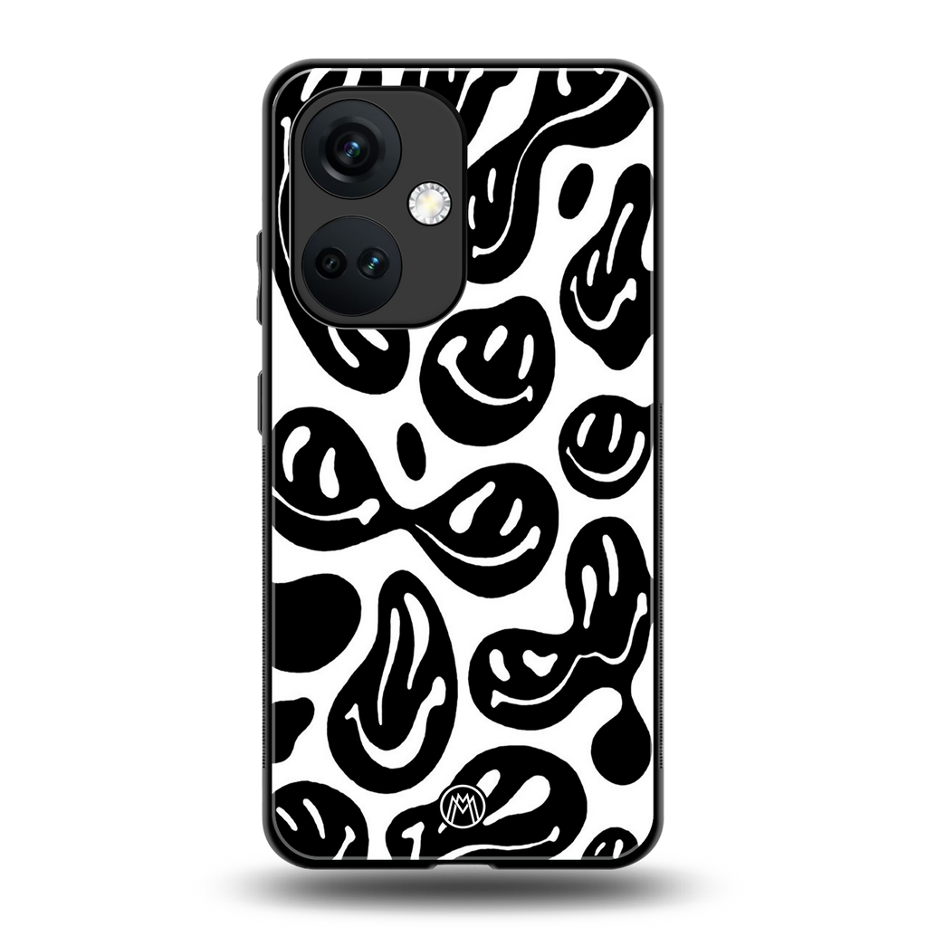 acid smiles bw back phone cover | glass case for oneplus nord ce 3