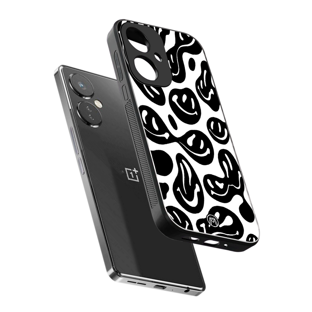 acid smiles bw back phone cover | glass case for oneplus nord ce 3