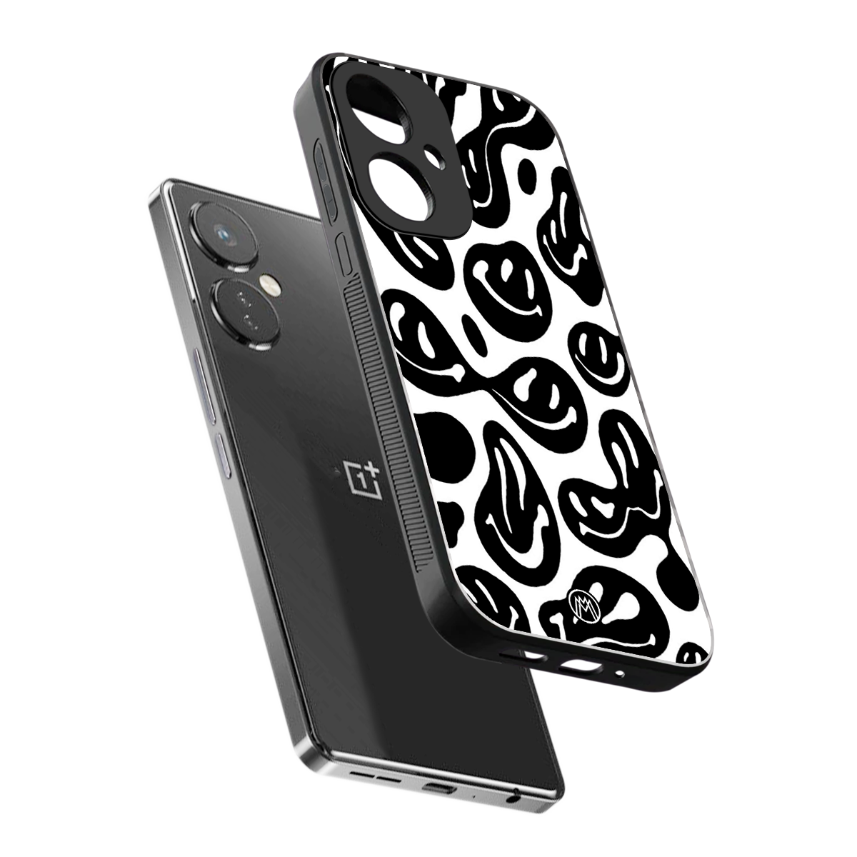 acid smiles bw back phone cover | glass case for oneplus nord ce 3