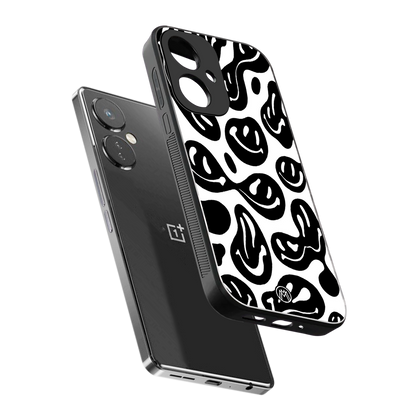 acid smiles bw back phone cover | glass case for oneplus nord ce 3