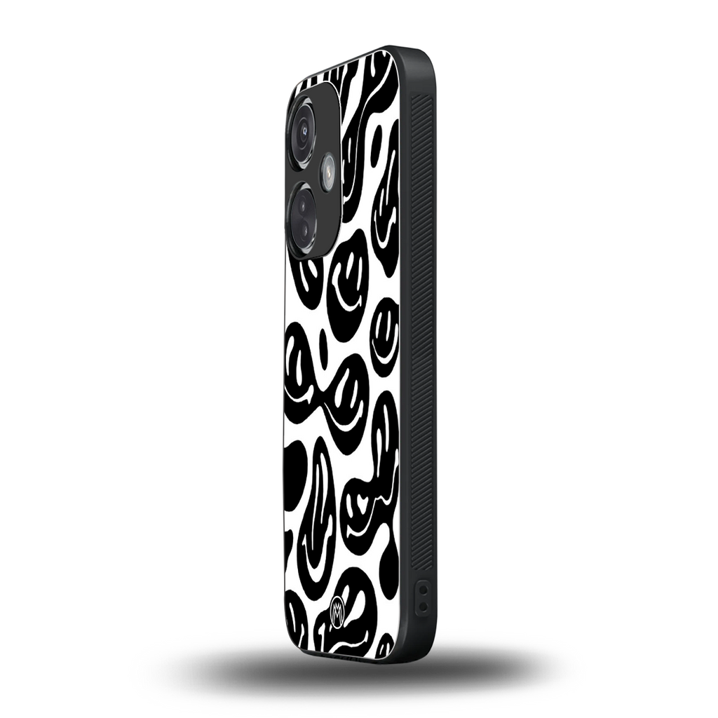 acid smiles bw back phone cover | glass case for oneplus nord ce 3
