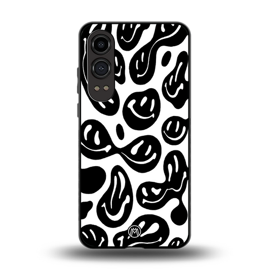 acid smiles bw back phone cover | glass case for oneplus nord ce 4 lite