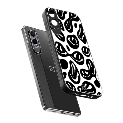 acid smiles bw back phone cover | glass case for oneplus nord ce 4 lite