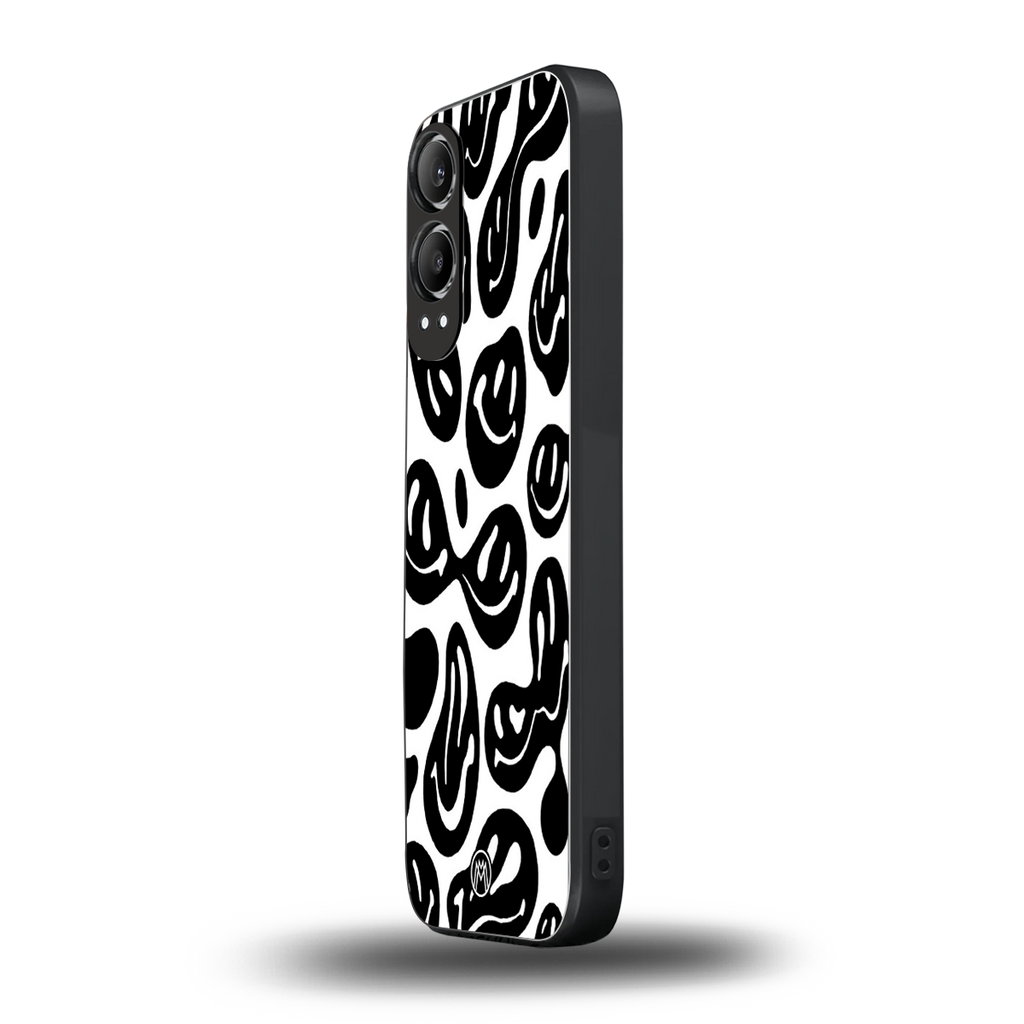 acid smiles bw back phone cover | glass case for oneplus nord ce 4 lite