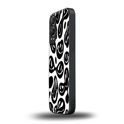acid smiles bw back phone cover | glass case for oneplus nord ce 4 lite