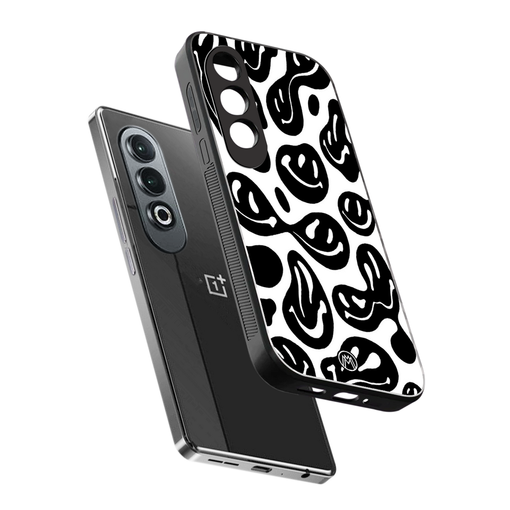 acid smiles bw back phone cover | glass case for oneplus nord ce 4
