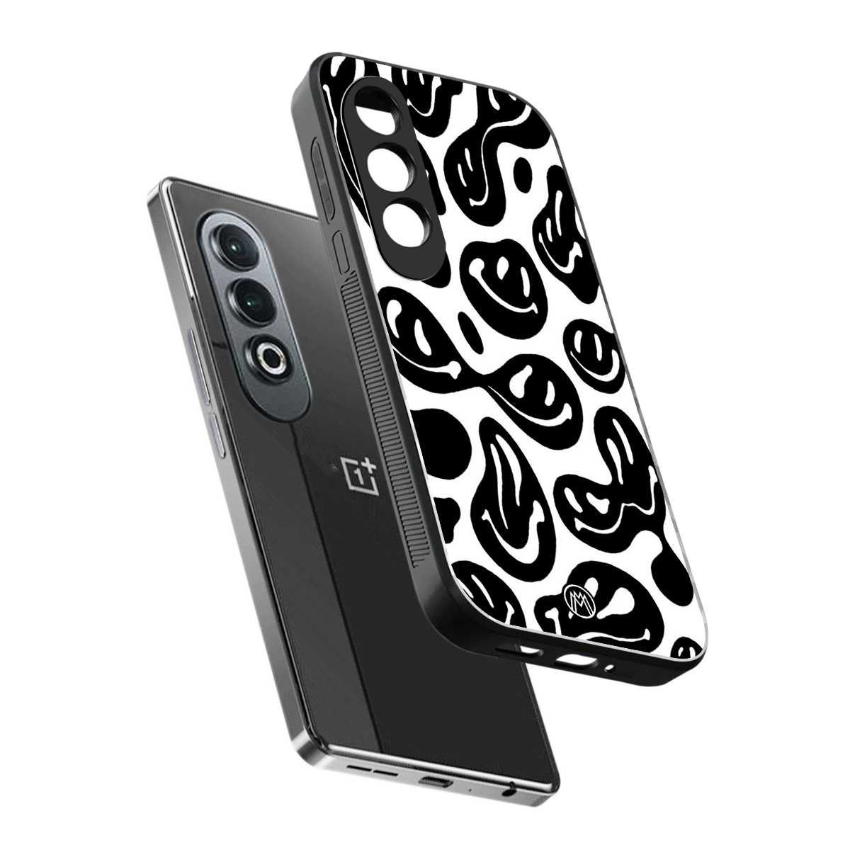 acid smiles bw back phone cover | glass case for oneplus nord ce 4