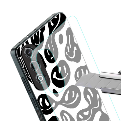 acid smiles bw back phone cover | glass case for oneplus nord ce 4