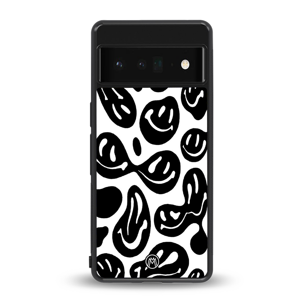 acid smiles bw back phone cover | glass case for google pixel 6 pro
