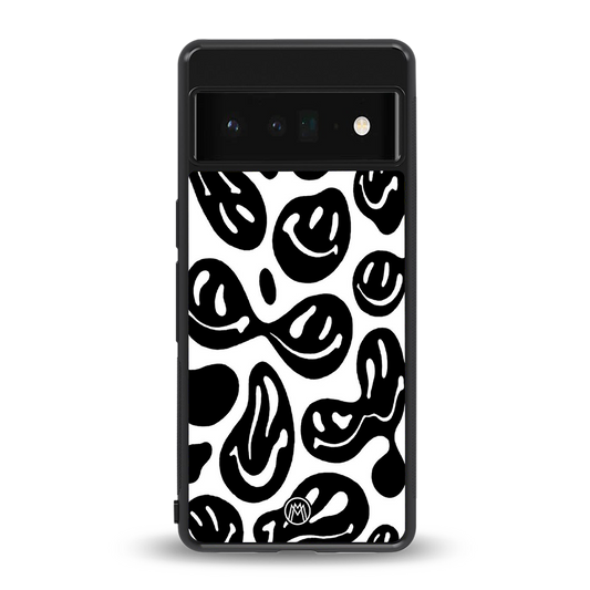 acid smiles bw back phone cover | glass case for google pixel 6 pro
