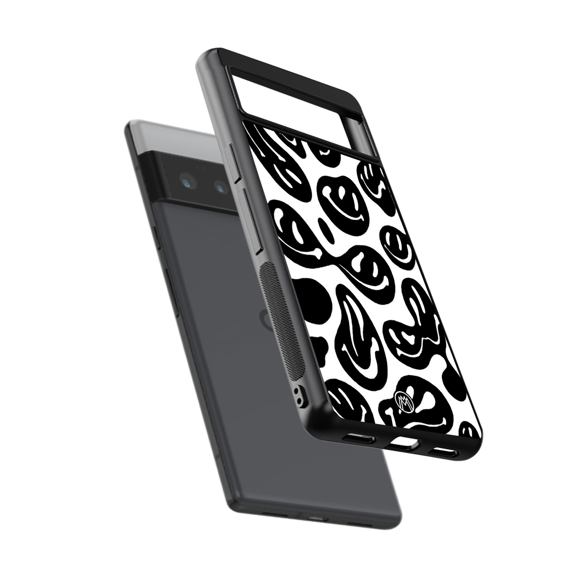 acid smiles bw back phone cover | glass case for google pixel 6 pro