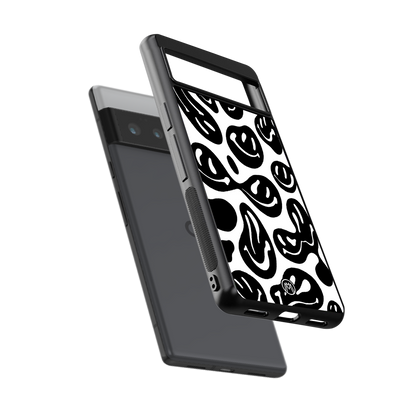acid smiles bw back phone cover | glass case for google pixel 6 pro