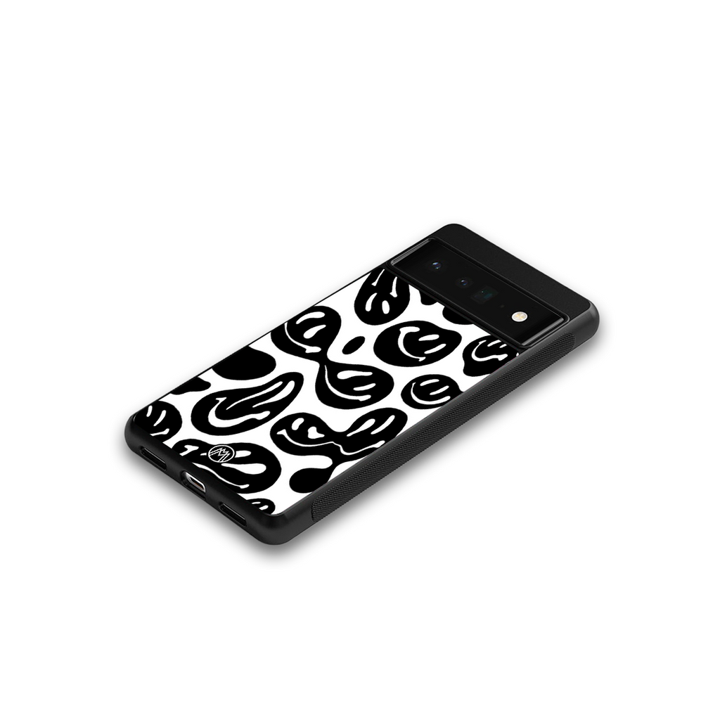 acid smiles bw back phone cover | glass case for google pixel 6 pro