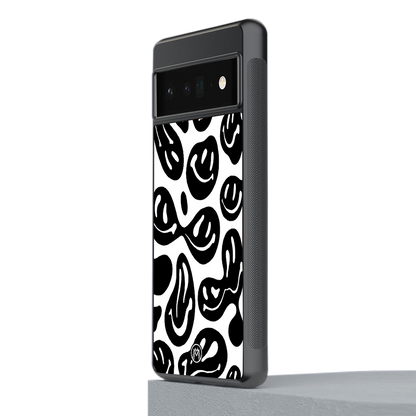acid smiles bw back phone cover | glass case for google pixel 6 pro
