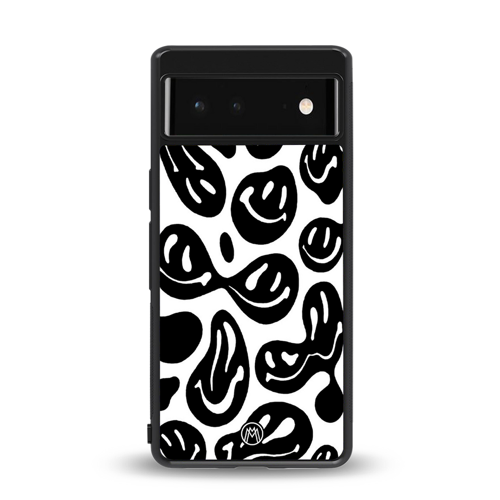 acid smiles bw back phone cover | glass case for google pixel 6