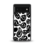 acid smiles bw back phone cover | glass case for google pixel 6
