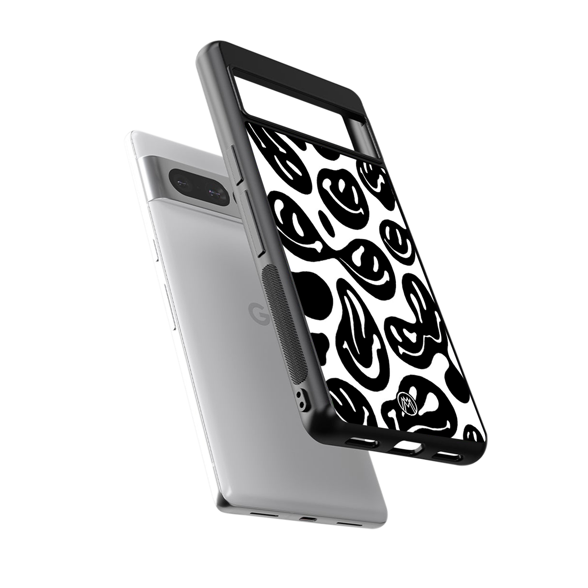 acid smiles bw back phone cover | glass case for google pixel 7 pro