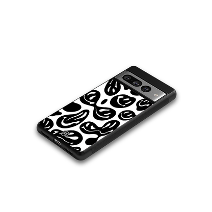 acid smiles bw back phone cover | glass case for google pixel 7 pro