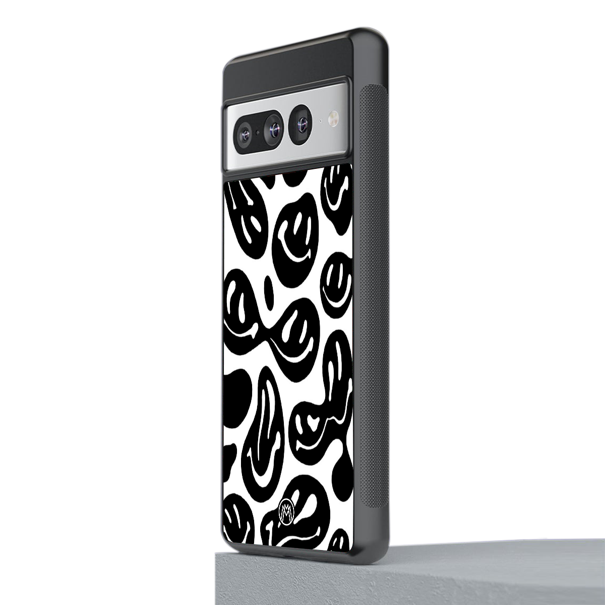 acid smiles bw back phone cover | glass case for google pixel 7 pro