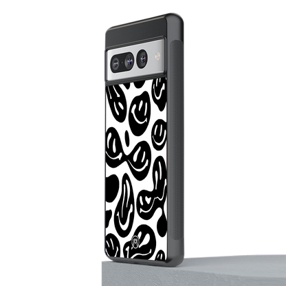 acid smiles bw back phone cover | glass case for google pixel 7 pro