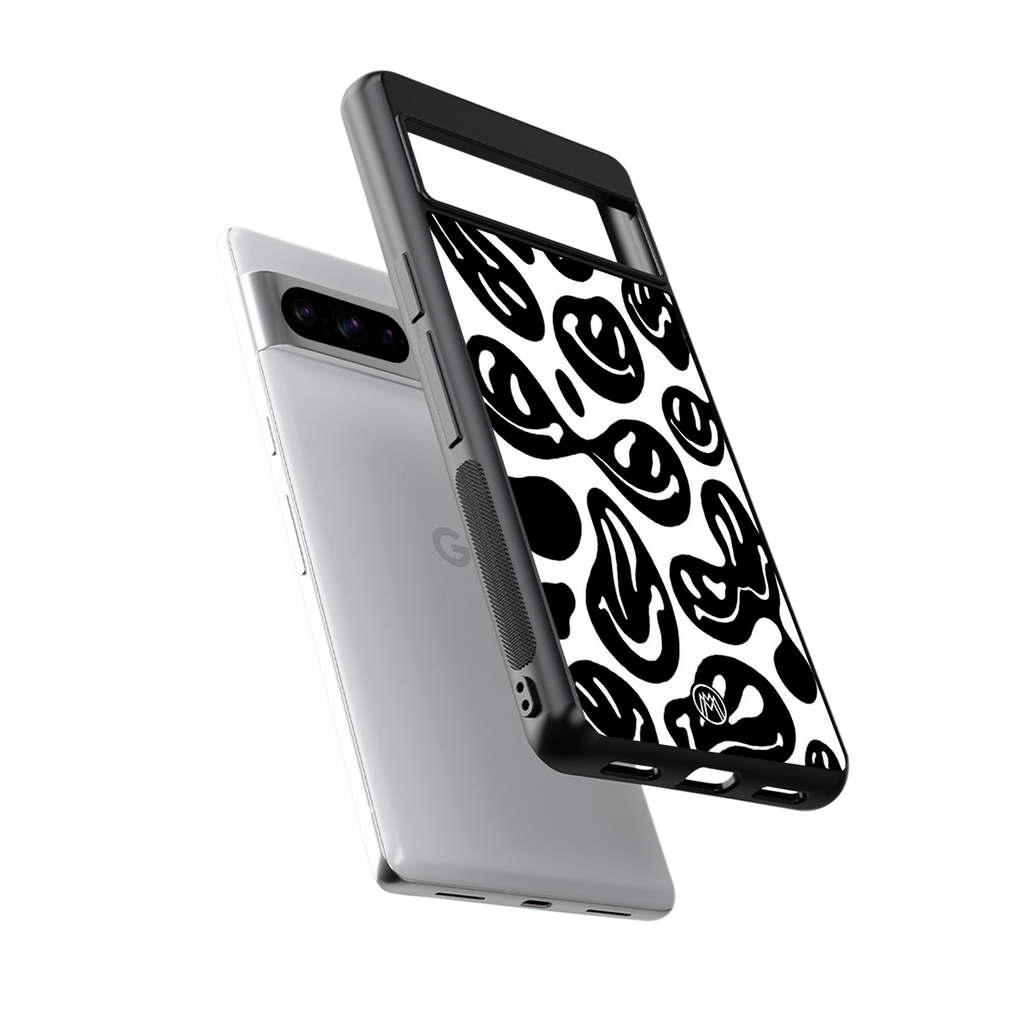 acid smiles bw back phone cover | glass case for google pixel 8 pro