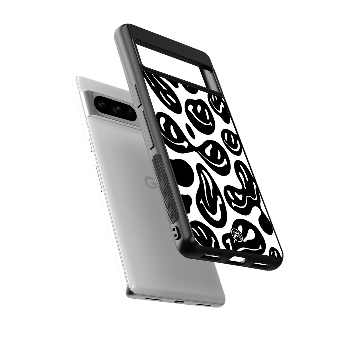 acid smiles bw back phone cover | glass case for google pixel 8 pro