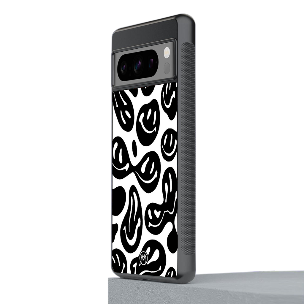 acid smiles bw back phone cover | glass case for google pixel 8 pro