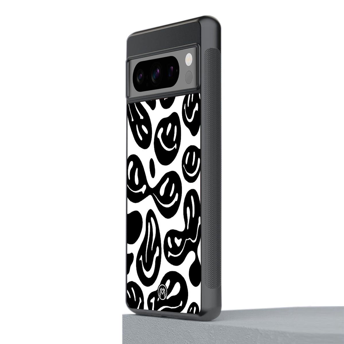 acid smiles bw back phone cover | glass case for google pixel 8 pro