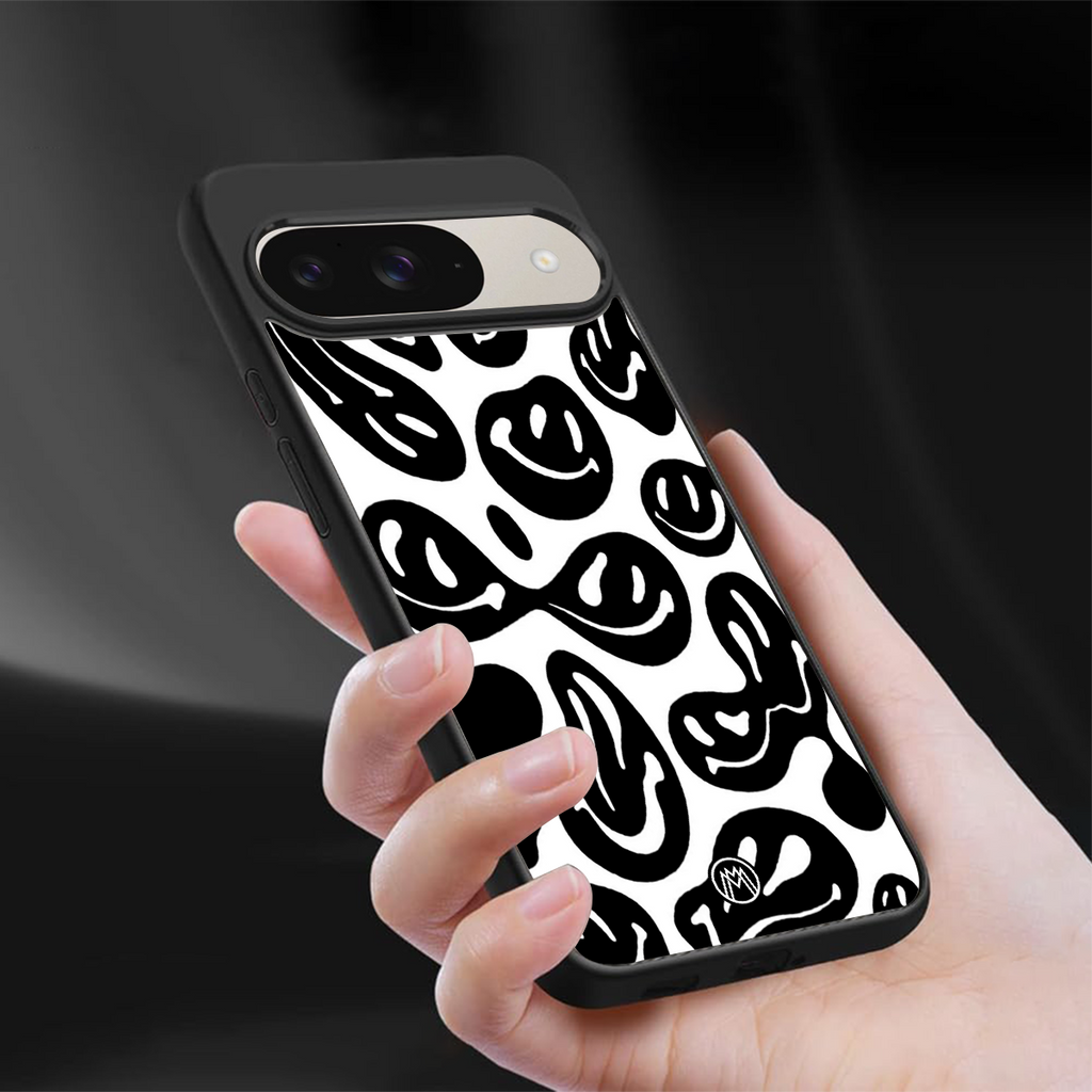 acid smiles bw back phone cover | glass case for google pixel 9