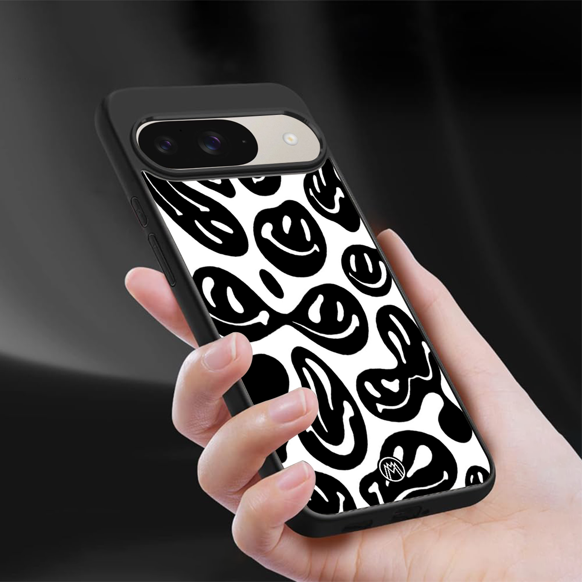 acid smiles bw back phone cover | glass case for google pixel 9