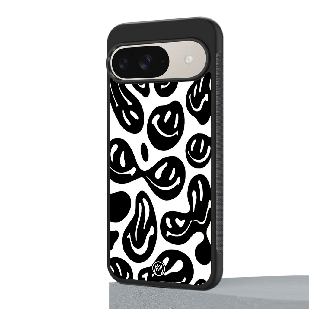 acid smiles bw back phone cover | glass case for google pixel 9