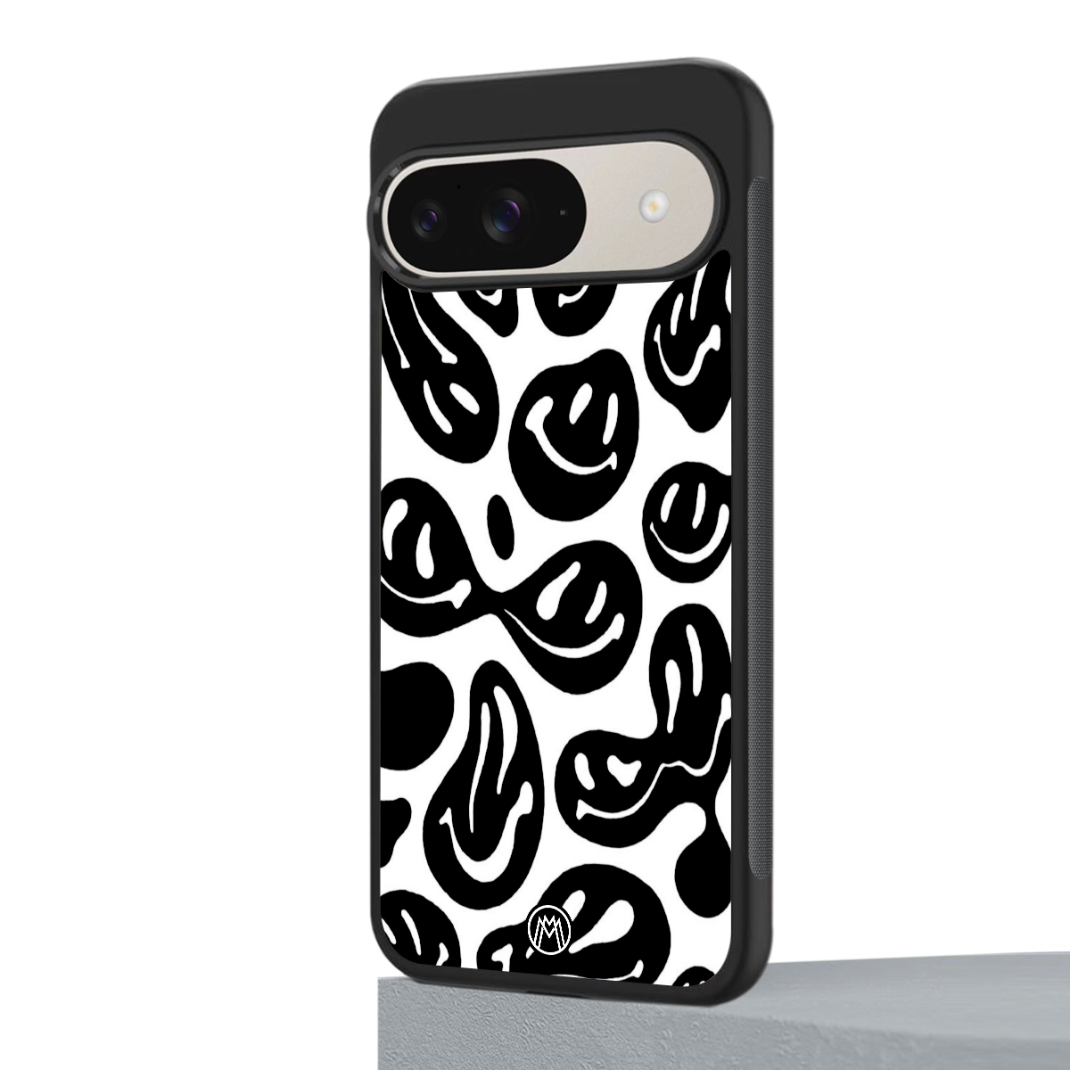 acid smiles bw back phone cover | glass case for google pixel 9