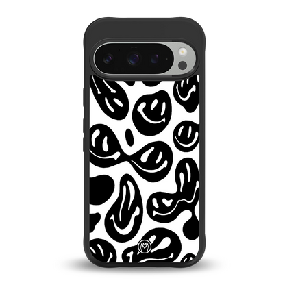 acid smiles bw back phone cover | glass case for google pixel 9 pro xl