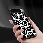 acid smiles bw back phone cover | glass case for google pixel 9 pro xl