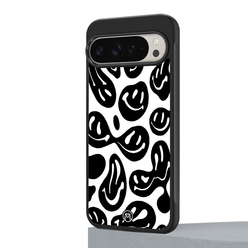 acid smiles bw back phone cover | glass case for google pixel 9 pro