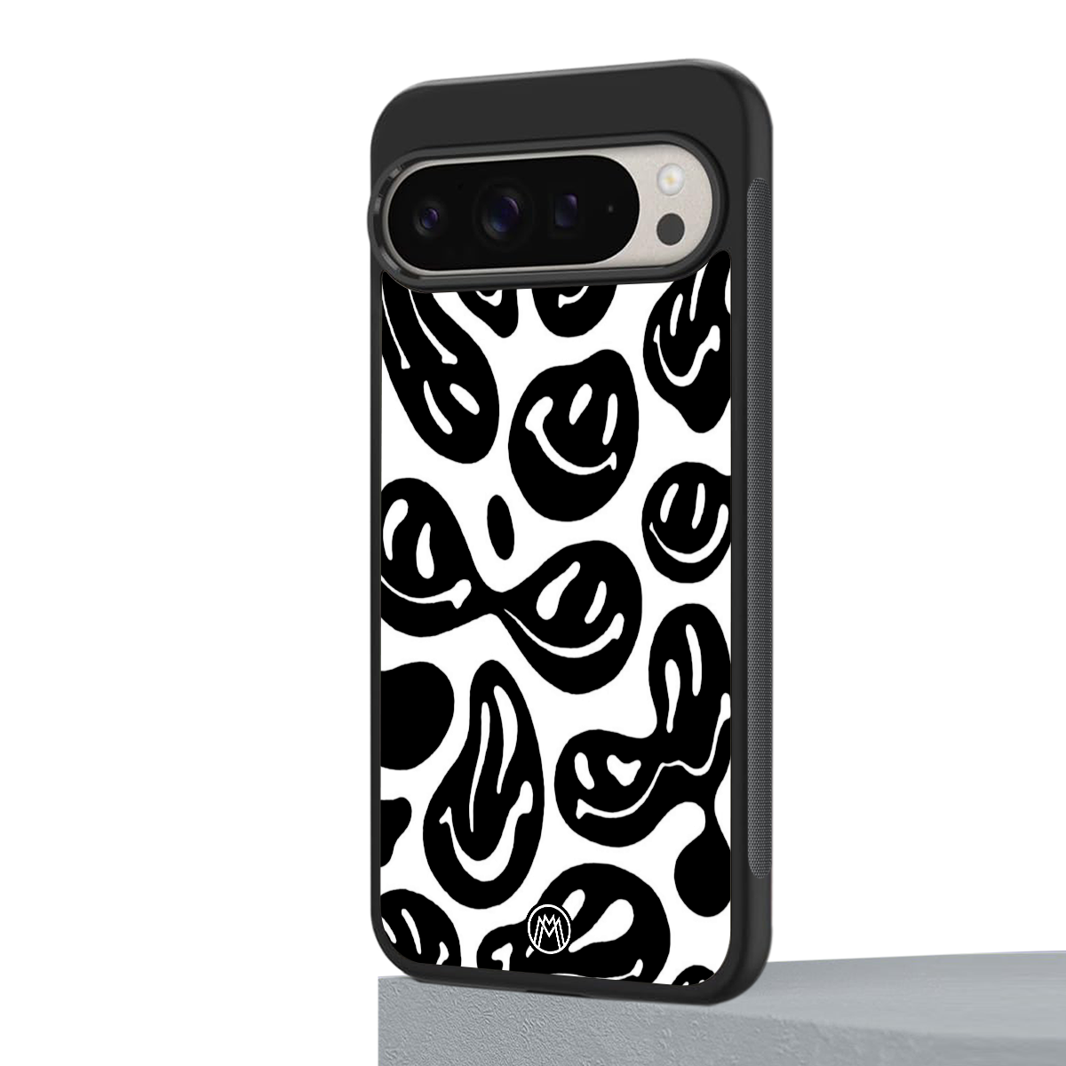 acid smiles bw back phone cover | glass case for google pixel 9 pro xl