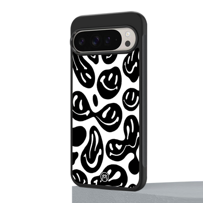 acid smiles bw back phone cover | glass case for google pixel 9 pro xl