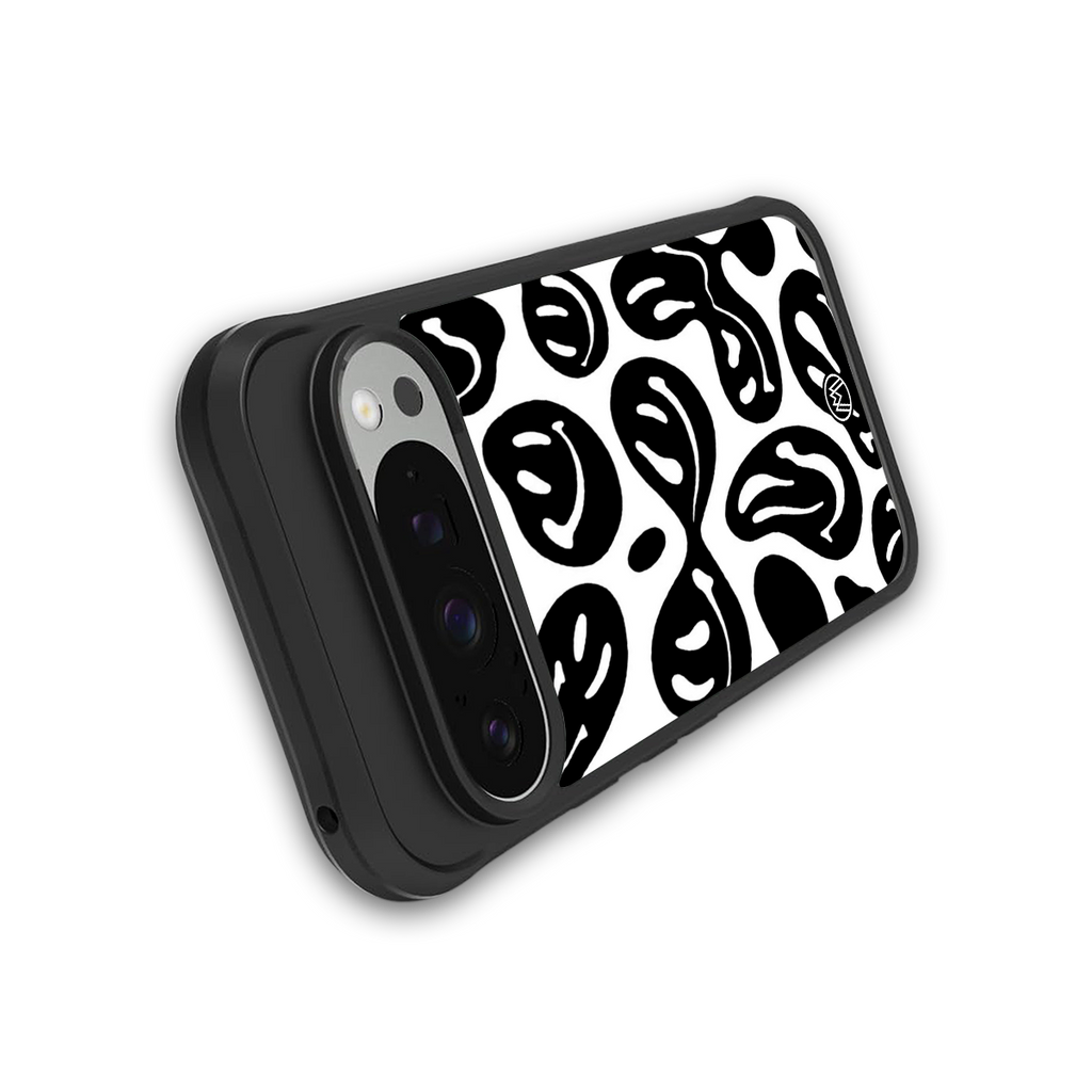 acid smiles bw back phone cover | glass case for google pixel 9 pro xl