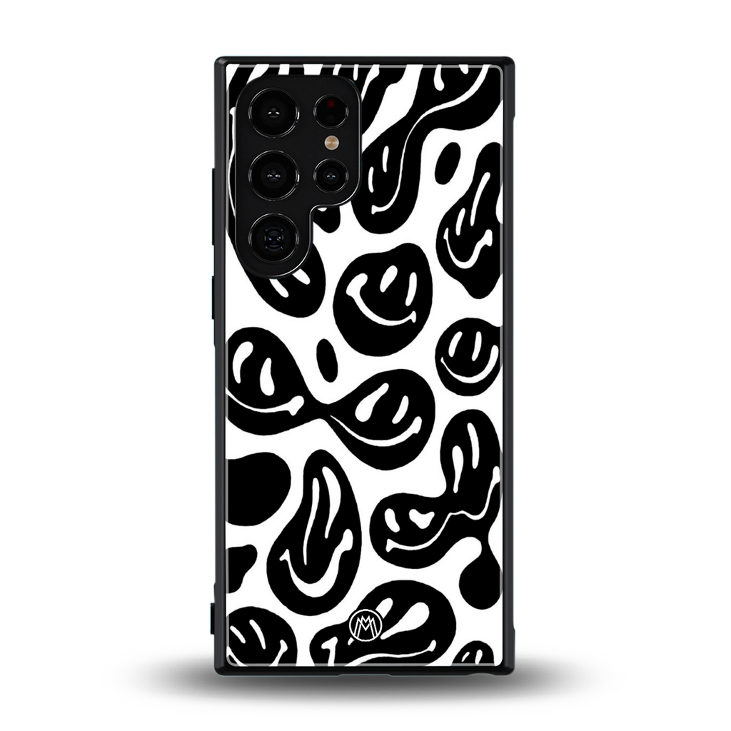 acid smiles bw back phone cover | glass case for samsung galaxy s23 ultra